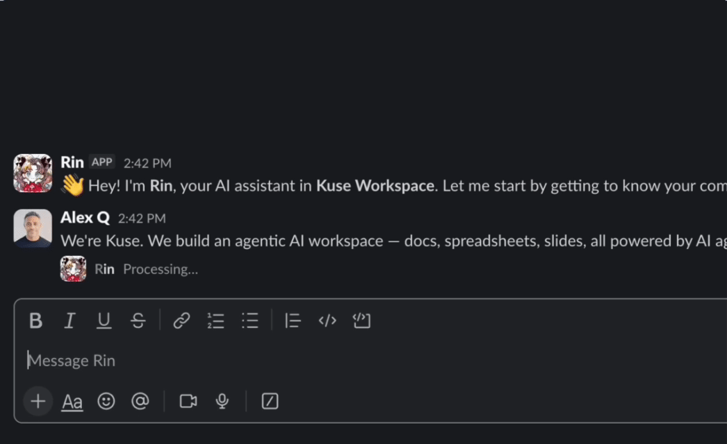 Junior sending its first message in Slack